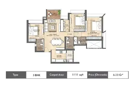3 BHK-1111 SqFt